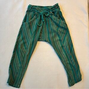 Free People Teal Striped Pants